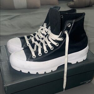 Converse Black and White High-Top Sneakers with Platform Sole